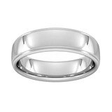 Goldsmiths 6mm D Shape Heavy Polished Finish With Grooves Wedding Ring In 18 Carat White Gold