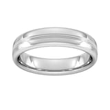 Goldsmiths 5mm Slight Court Extra Heavy Grooved Polished Finish Wedding Ring In 9 Carat White Gold - Ring Size R