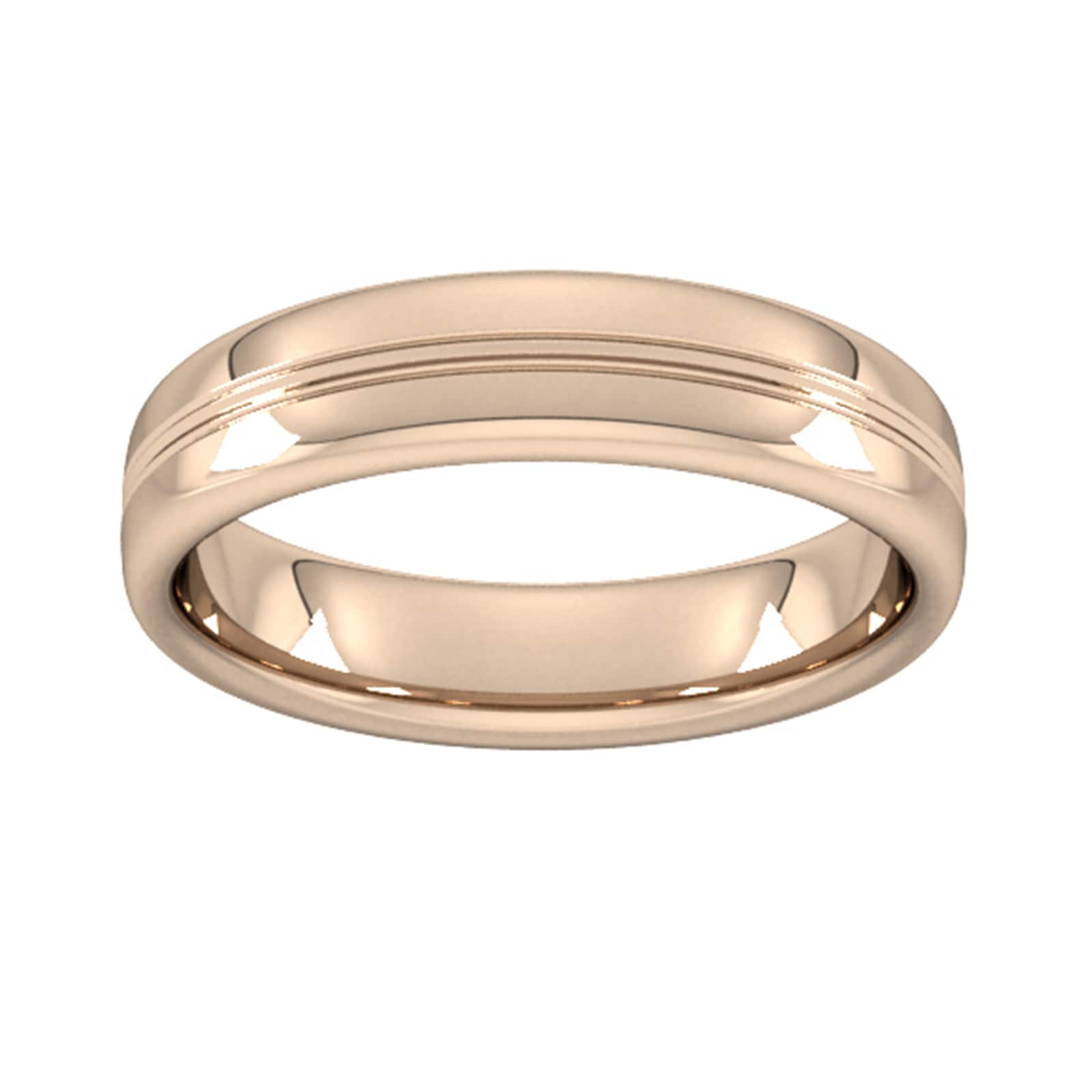 5mm Slight Court Standard Grooved Polished Finish Wedding Ring In 9 Carat Rose Gold - Ring Size S