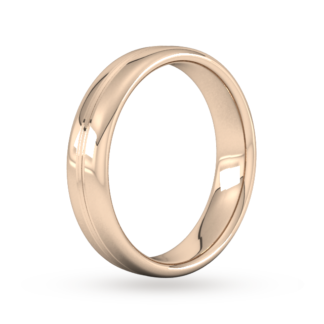 Goldsmiths 5mm Slight Court Standard Grooved Polished Finish Wedding Ring In 9 Carat Rose Gold