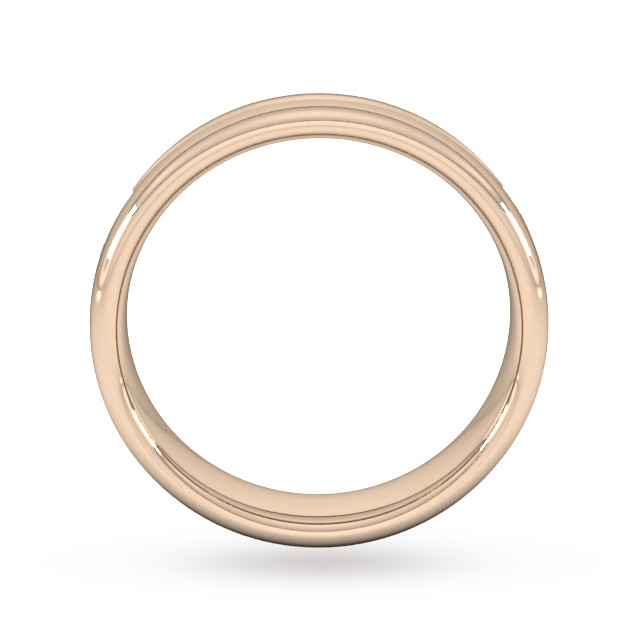 Goldsmiths 5mm Slight Court Standard Grooved Polished Finish Wedding Ring In 9 Carat Rose Gold