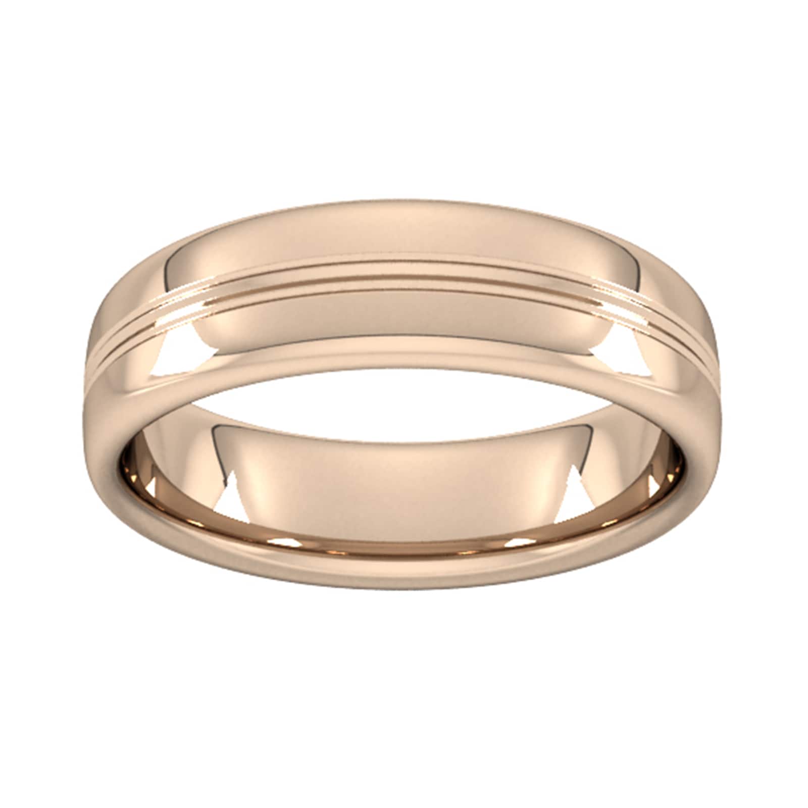 6mm Slight Court Standard Grooved Polished Finish Wedding Ring In 9 Carat Rose Gold - Ring Size W