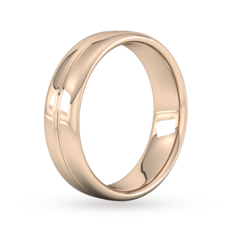 Goldsmiths 6mm Slight Court Standard Grooved Polished Finish Wedding Ring In 9 Carat Rose Gold