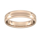 Goldsmiths 5mm Slight Court Heavy Grooved Polished Finish Wedding Ring In 9 Carat Rose Gold - Ring Size Q