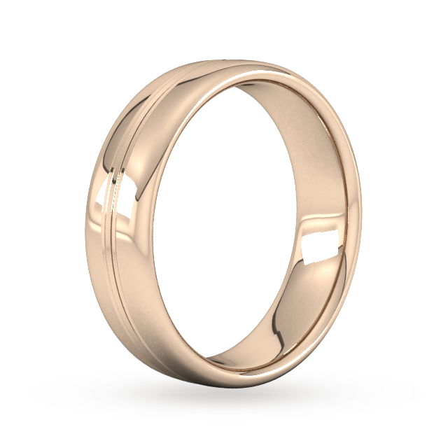 Goldsmiths 6mm Slight Court Heavy Grooved Polished Finish Wedding Ring In 9 Carat Rose Gold - Ring Size Q