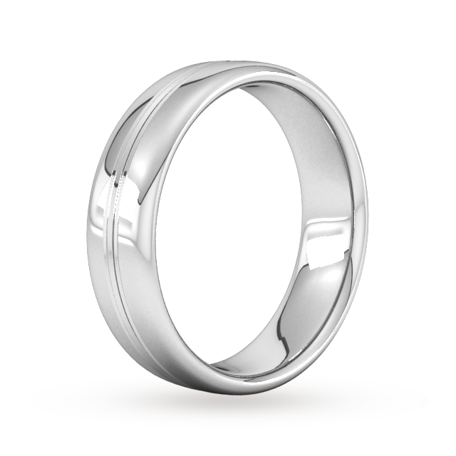 Goldsmiths 6mm Slight Court Heavy Grooved Polished Finish Wedding Ring In 18 Carat White Gold - Ring Size Q