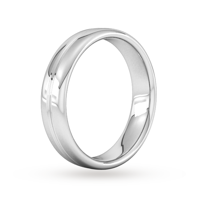 Goldsmiths 5mm Slight Court Extra Heavy Grooved Polished Finish Wedding Ring In 18 Carat White Gold
