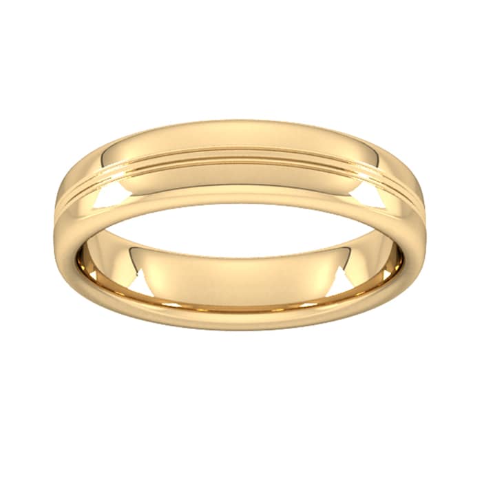 Goldsmiths 5mm Slight Court Extra Heavy Grooved Polished Finish Wedding Ring In 18 Carat Yellow Gold - Ring Size Q