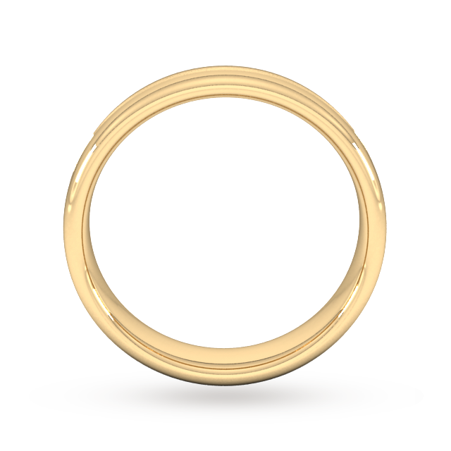 Goldsmiths 5mm Slight Court Extra Heavy Grooved Polished Finish Wedding Ring In 18 Carat Yellow Gold