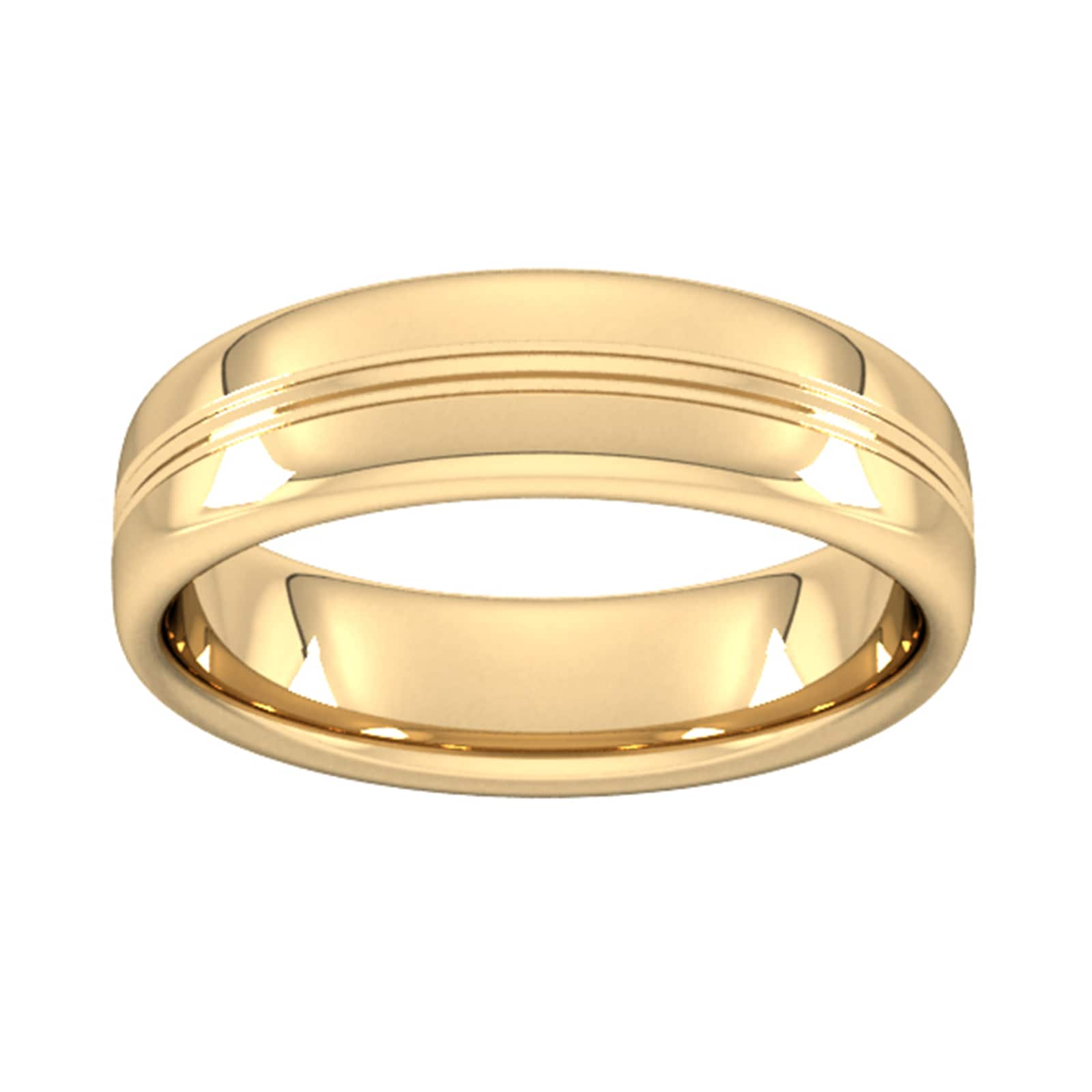 6mm Slight Court Extra Heavy Grooved Polished Finish Wedding Ring In 18 Carat Yellow Gold - Ring Size Y