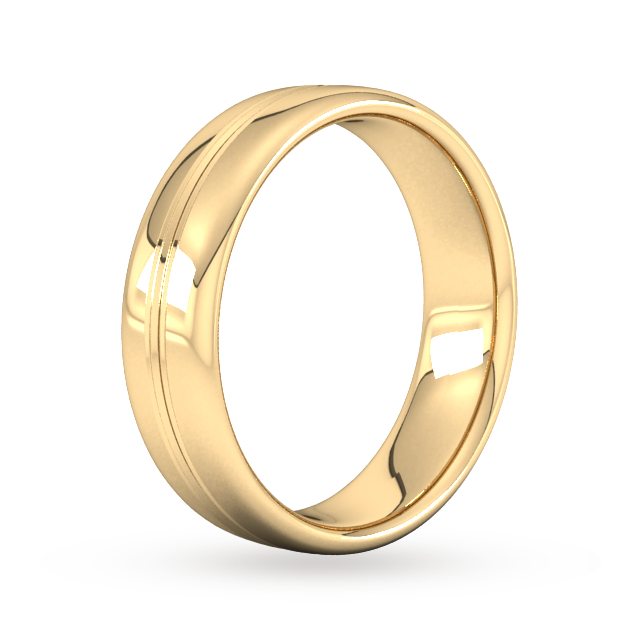 Goldsmiths 6mm Slight Court Extra Heavy Grooved Polished Finish Wedding Ring In 18 Carat Yellow Gold - Ring Size Q