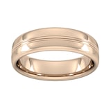 Goldsmiths 6mm Slight Court Standard Grooved Polished Finish Wedding Ring In 18 Carat Rose Gold
