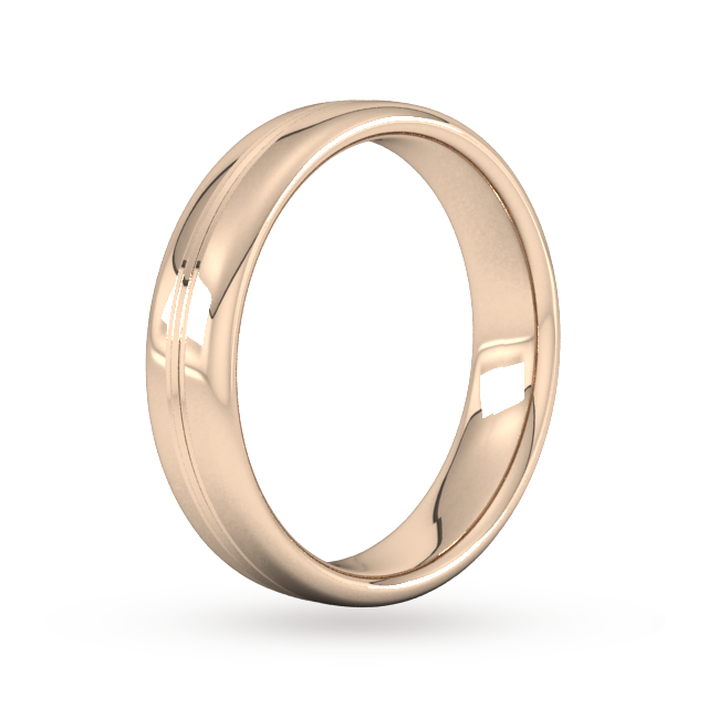 Goldsmiths 5mm Slight Court Extra Heavy Grooved Polished Finish Wedding Ring In 18 Carat Rose Gold