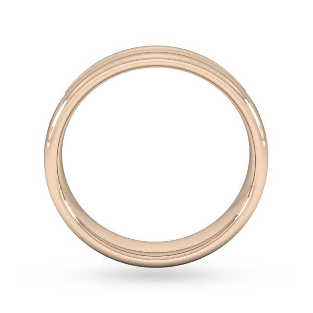Goldsmiths 5mm Slight Court Extra Heavy Grooved Polished Finish Wedding Ring In 18 Carat Rose Gold