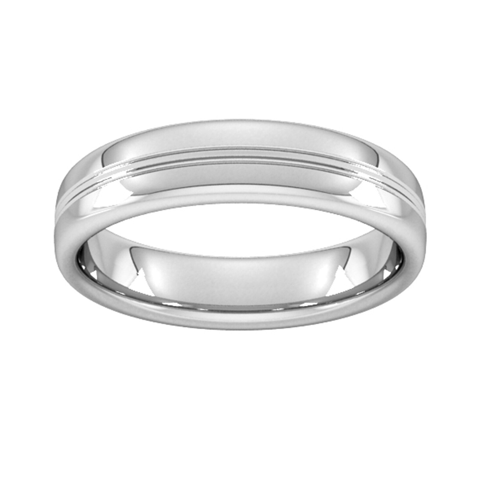 5mm Slight Court Extra Heavy Grooved Polished Finish Wedding Ring In Platinum - Ring Size Y