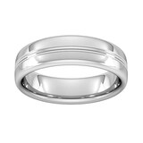 Goldsmiths 6mm Slight Court Standard Grooved Polished Finish Wedding Ring In 950  Palladium - Ring Size Q