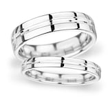 Goldsmiths 5mm Flat Court Heavy Grooved Polished Finish Wedding Ring In 18 Carat White Gold - Ring Size Q
