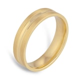 Goldsmiths 6mm Flat Court Heavy Grooved Polished Finish Wedding Ring In 18 Carat Yellow Gold