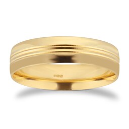 08301653 - 6mm Traditional Court Standard Grooved Polished Finish Wedding Ring In 9 Carat Yellow Gold