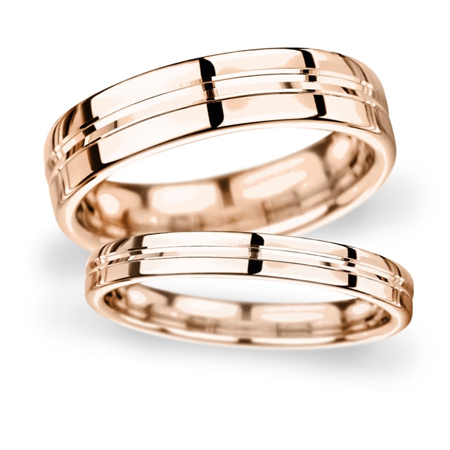 5mm Traditional Court Standard Grooved Polished Finish Wedding Ring In 9 Carat Rose Gold - Ring Size V