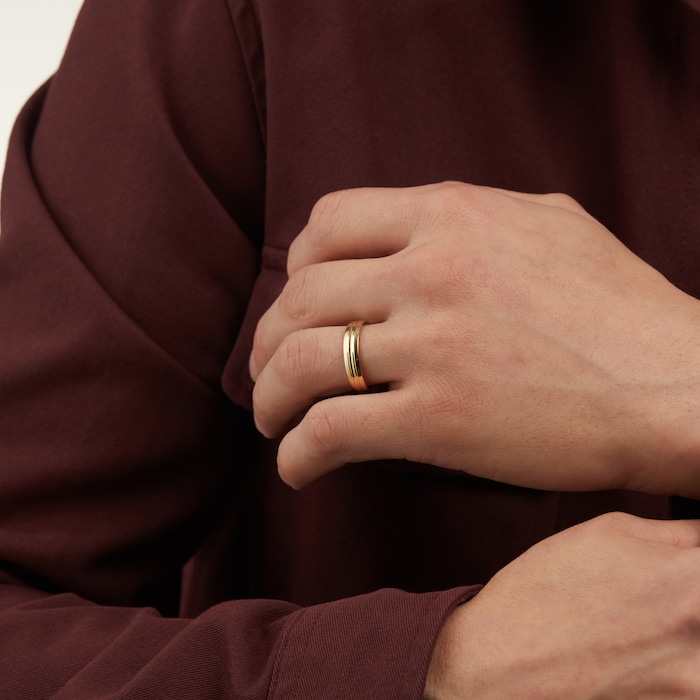 Goldsmiths 5mm Traditional Court Heavy Grooved Polished Finish Wedding Ring In 18 Carat Yellow Gold - Ring Size N