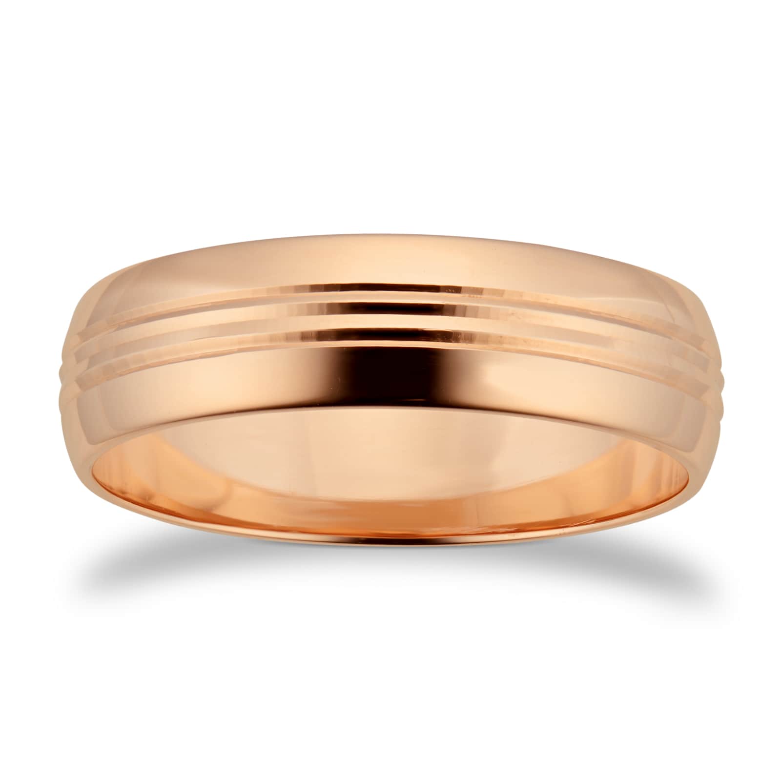 Goldsmiths 6mm D Shape Standard Grooved Polished Finish Wedding Ring In 9 Carat Rose Gold Goldsmiths 6mm D Shape Standard Grooved Polished Finish Wedding Ring In 9 Carat Rose Gold