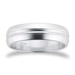 08301704 - 5mm D Shape Standard Grooved Polished Finish Wedding Ring In Platinum