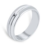 Goldsmiths 5mm D Shape Standard Grooved Polished Finish Wedding Ring In Platinum