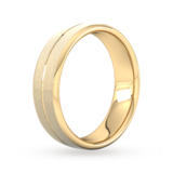 Goldsmiths 6mm Slight Court Heavy Centre Groove With Chamfered Edge Wedding Ring In 9 Carat Yellow Gold