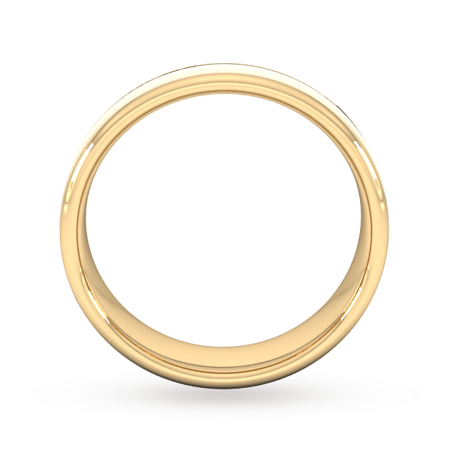 Goldsmiths 6mm Slight Court Heavy Centre Groove With Chamfered Edge Wedding Ring In 9 Carat Yellow Gold