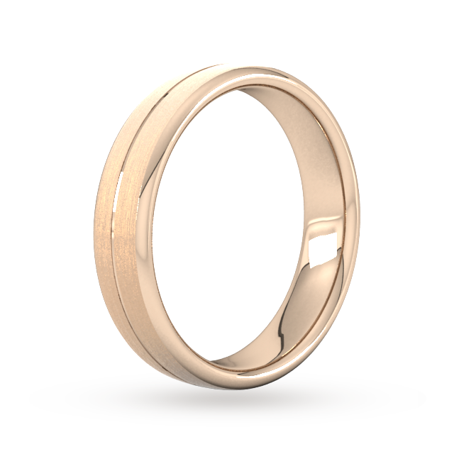 Goldsmiths 5mm Slight Court Standard Centre Groove With Chamfered Edge Wedding Ring In 9 Carat Rose Gold - Ring Size Q