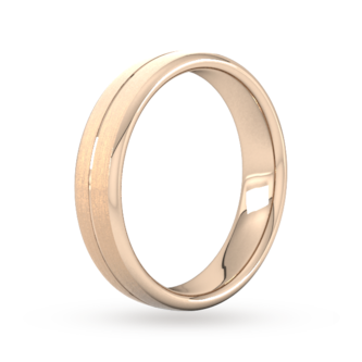 Goldsmiths 5mm Slight Court Standard Centre Groove With Chamfered Edge Wedding Ring In 9 Carat Rose Gold
