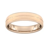 Goldsmiths 5mm Slight Court Heavy Centre Groove With Chamfered Edge Wedding Ring In 9 Carat Rose Gold - Ring Size Q