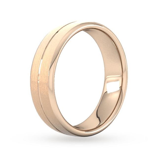 Goldsmiths 6mm Slight Court Heavy Centre Groove With Chamfered Edge Wedding Ring In 9 Carat Rose Gold - Ring Size Q