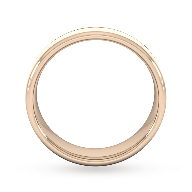 Goldsmiths 6mm Slight Court Heavy Centre Groove With Chamfered Edge Wedding Ring In 9 Carat Rose Gold - Ring Size Q