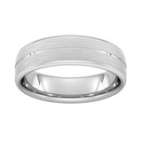 Goldsmiths 6mm Slight Court Standard Centre Groove With Chamfered Edge Wedding Ring In 18 Carat White Gold - Ring Size Q