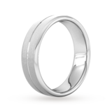 Goldsmiths 6mm Slight Court Standard Centre Groove With Chamfered Edge Wedding Ring In 18 Carat White Gold
