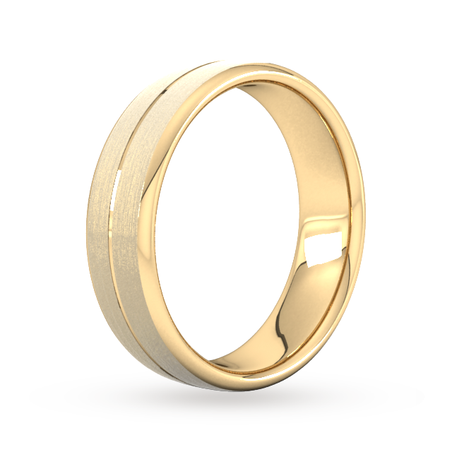 Goldsmiths 6mm Slight Court Standard Centre Groove With Chamfered Edge Wedding Ring In 18 Carat Yellow Gold