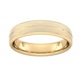Goldsmiths 5mm Slight Court Heavy Centre Groove With Chamfered Edge Wedding Ring In 18 Carat Yellow Gold - Ring Size Q