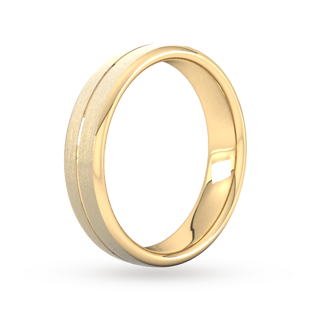 Goldsmiths 5mm Slight Court Heavy Centre Groove With Chamfered Edge Wedding Ring In 18 Carat Yellow Gold - Ring Size Q