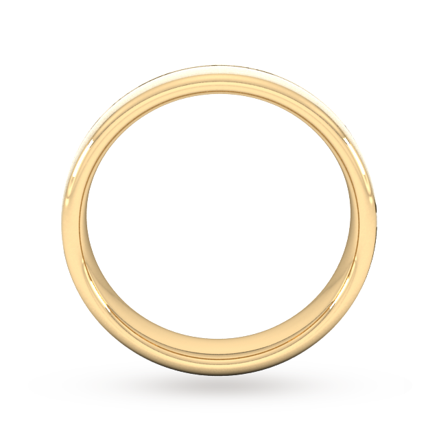 Goldsmiths 5mm Slight Court Heavy Centre Groove With Chamfered Edge Wedding Ring In 18 Carat Yellow Gold - Ring Size Q