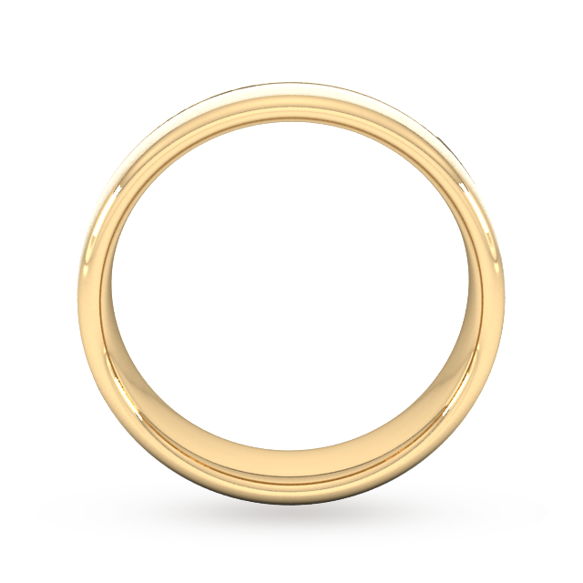 Goldsmiths 6mm Slight Court Heavy Centre Groove With Chamfered Edge Wedding Ring In 18 Carat Yellow Gold