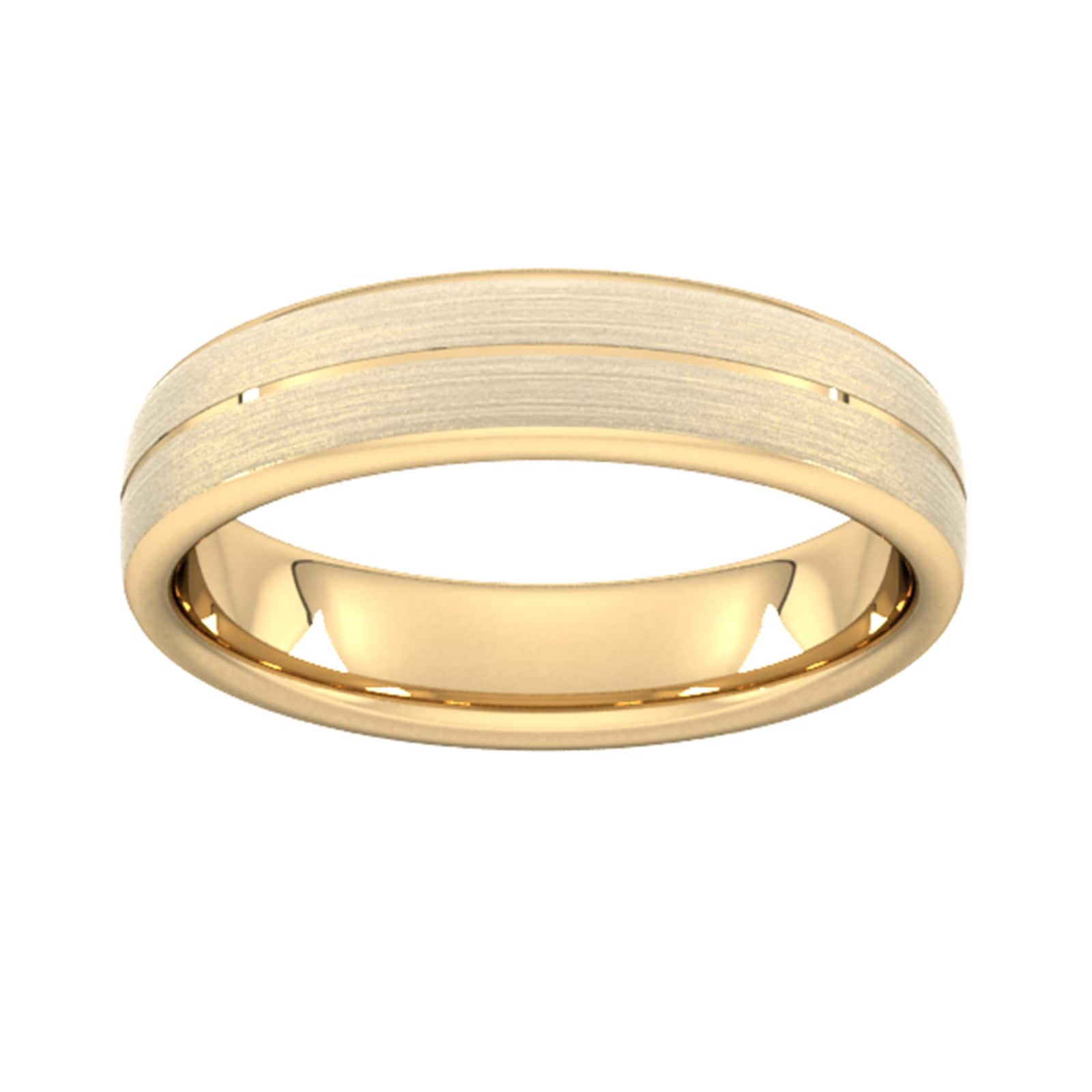 5mm Slight Court Extra Heavy Centre Groove With Chamfered Edge Wedding Ring In 18 Carat Yellow Gold - Ring Size K