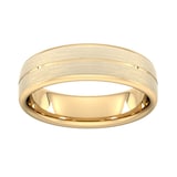 Goldsmiths 6mm Slight Court Extra Heavy Centre Groove With Chamfered Edge Wedding Ring In 18 Carat Yellow Gold