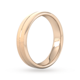 Goldsmiths 5mm Slight Court Standard Centre Groove With Chamfered Edge Wedding Ring In 18 Carat Rose Gold - Ring Size Q