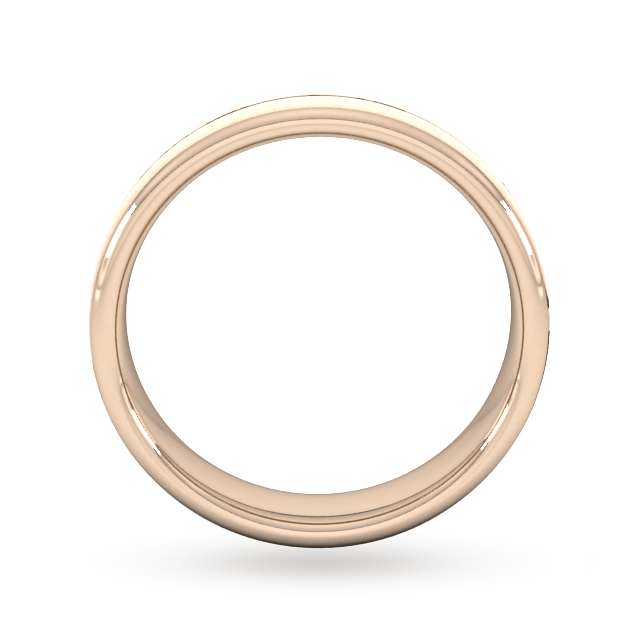 Goldsmiths 5mm Slight Court Standard Centre Groove With Chamfered Edge Wedding Ring In 18 Carat Rose Gold - Ring Size Q