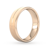 Goldsmiths 6mm Slight Court Standard Centre Groove With Chamfered Edge Wedding Ring In 18 Carat Rose Gold