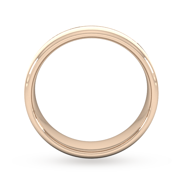 Goldsmiths 6mm Slight Court Standard Centre Groove With Chamfered Edge Wedding Ring In 18 Carat Rose Gold - Ring Size Q