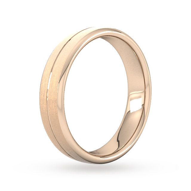 Goldsmiths 5mm Slight Court Heavy Centre Groove With Chamfered Edge Wedding Ring In 18 Carat Rose Gold - Ring Size Q