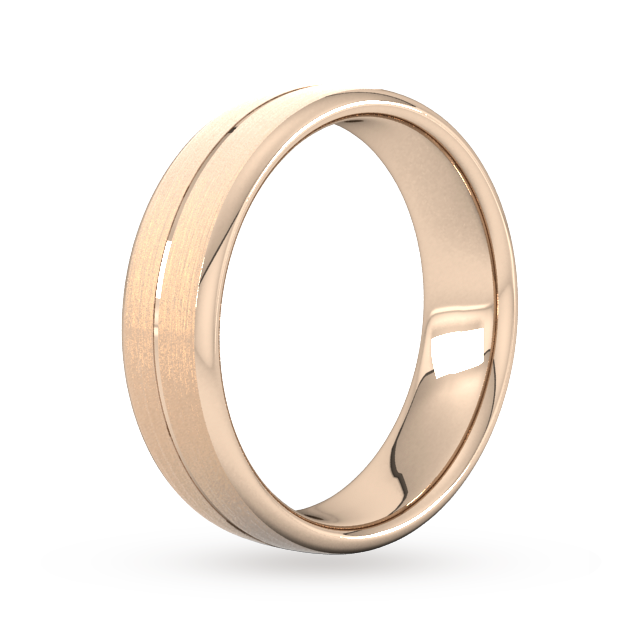 Goldsmiths 6mm Slight Court Heavy Centre Groove With Chamfered Edge Wedding Ring In 18 Carat Rose Gold